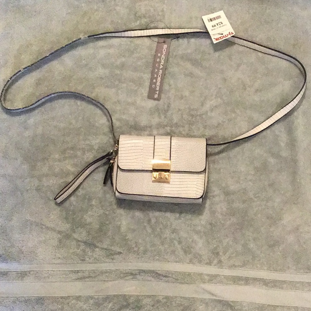 SR SQUARED White Crossbody Clutch Purse Wristlet.